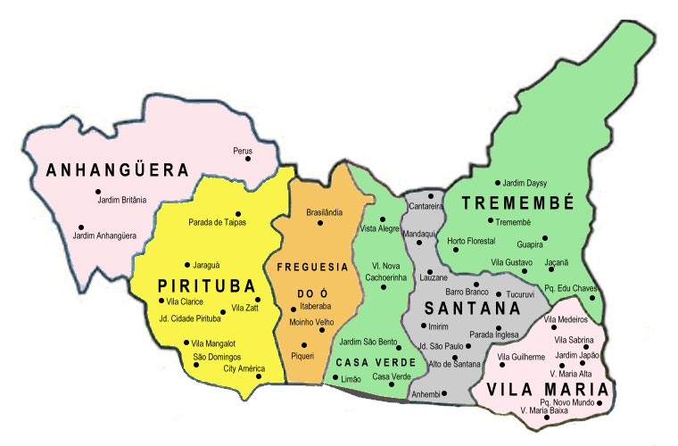Mapa da Zona Norte de São Paulo Mapa da Zona Norte de São Paulo