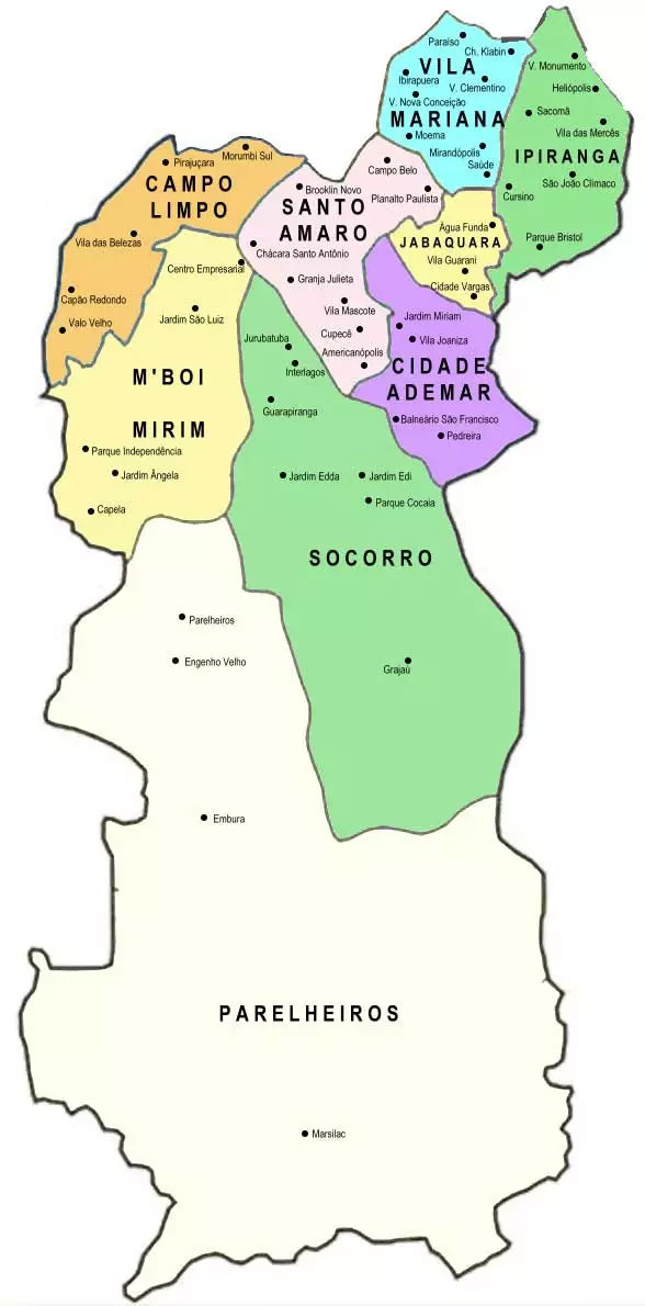 Mapa da Zona Sul de São Paulo Mapa da Zona Sul de São Paulo
